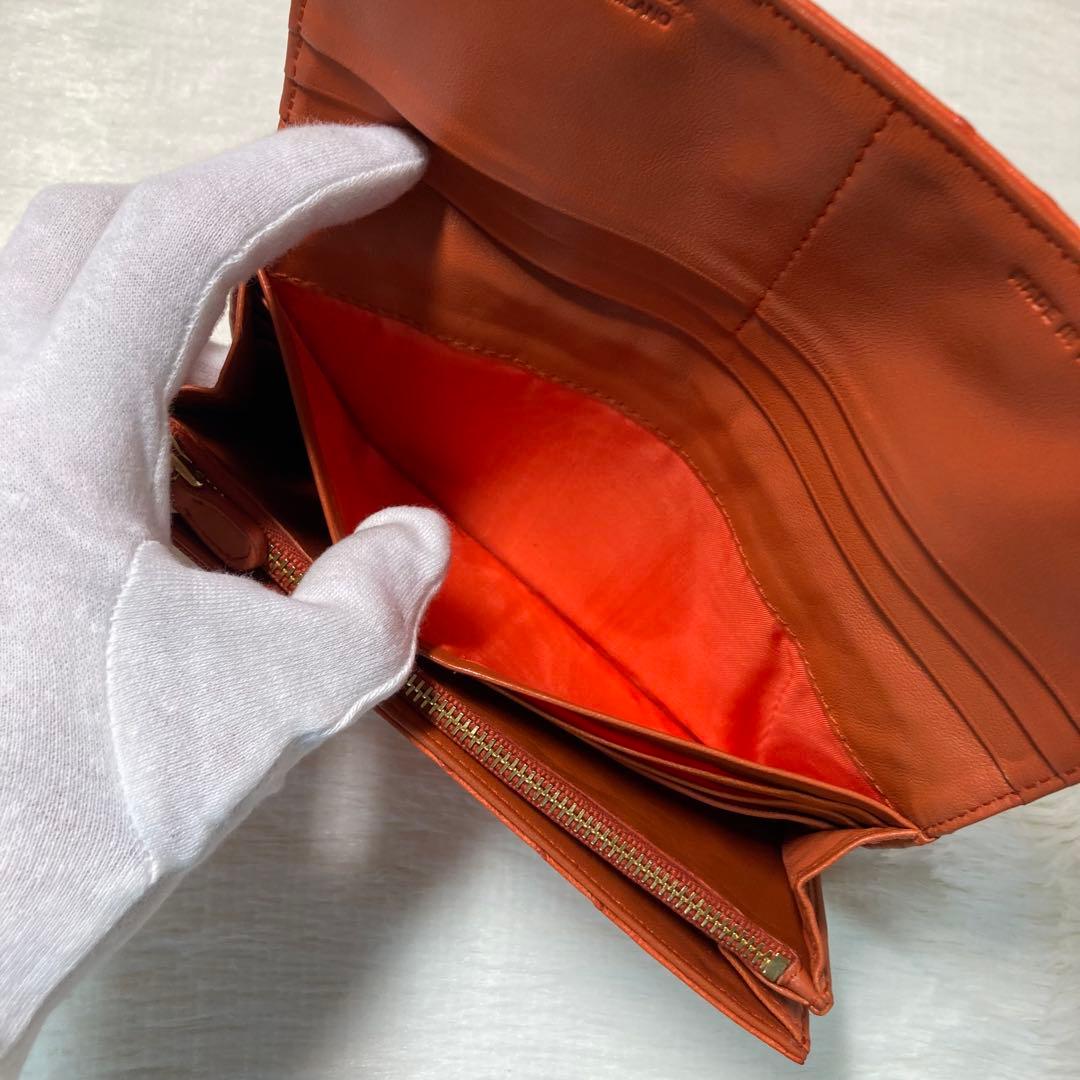 希少　美品　PRADA プラダ　長財布　オレンジ　ダチョウ革　Struzzo 橙