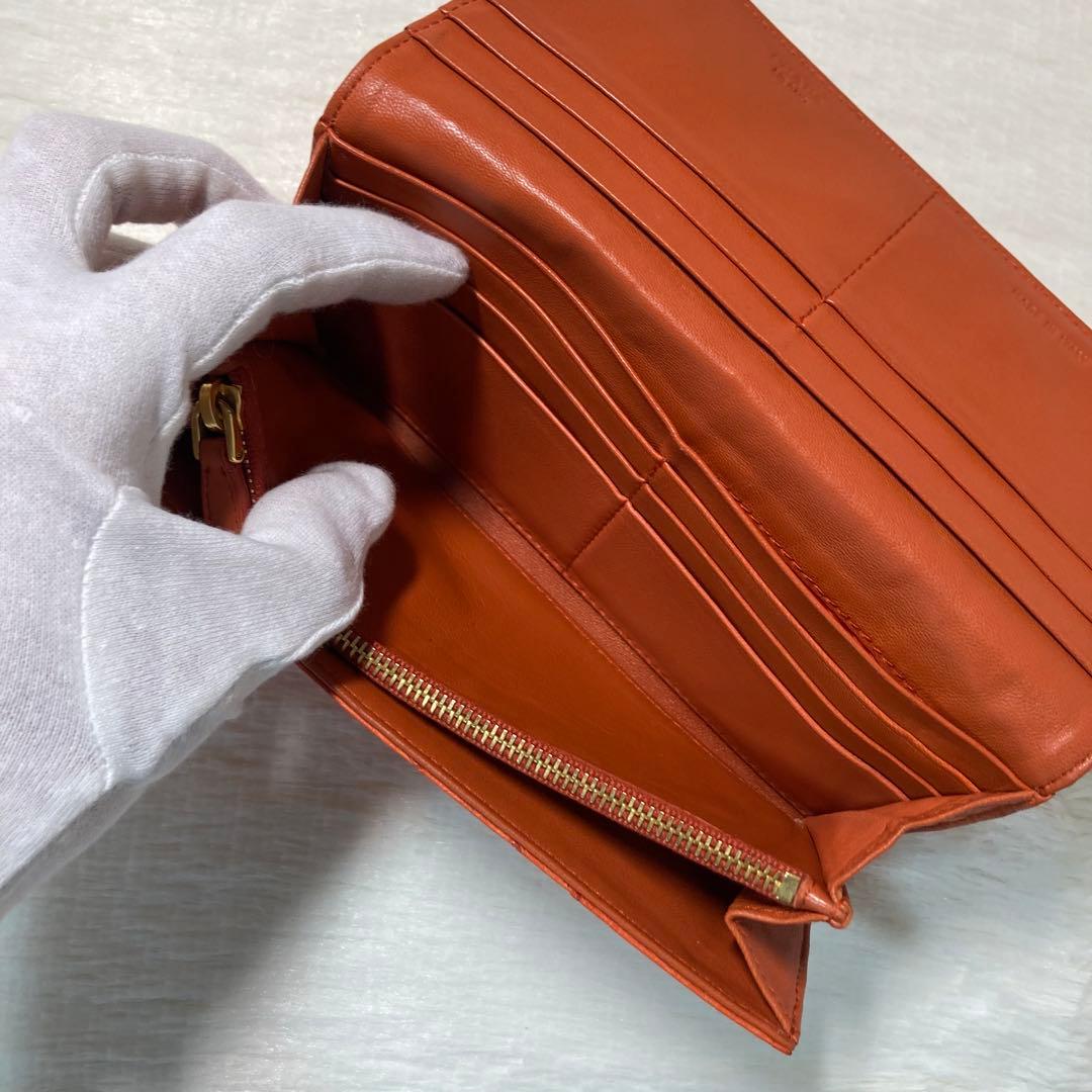 希少　美品　PRADA プラダ　長財布　オレンジ　ダチョウ革　Struzzo 橙