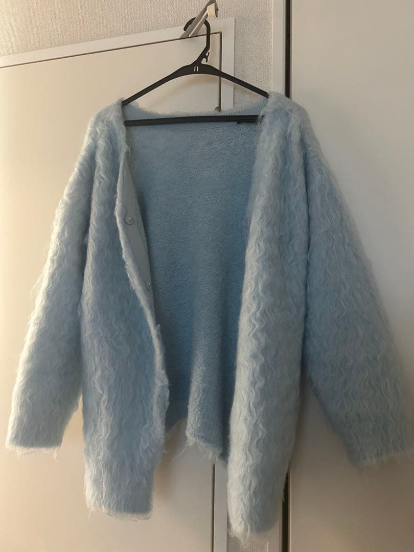 Aimeine シャギーモヘアカーディガン　ブルー
