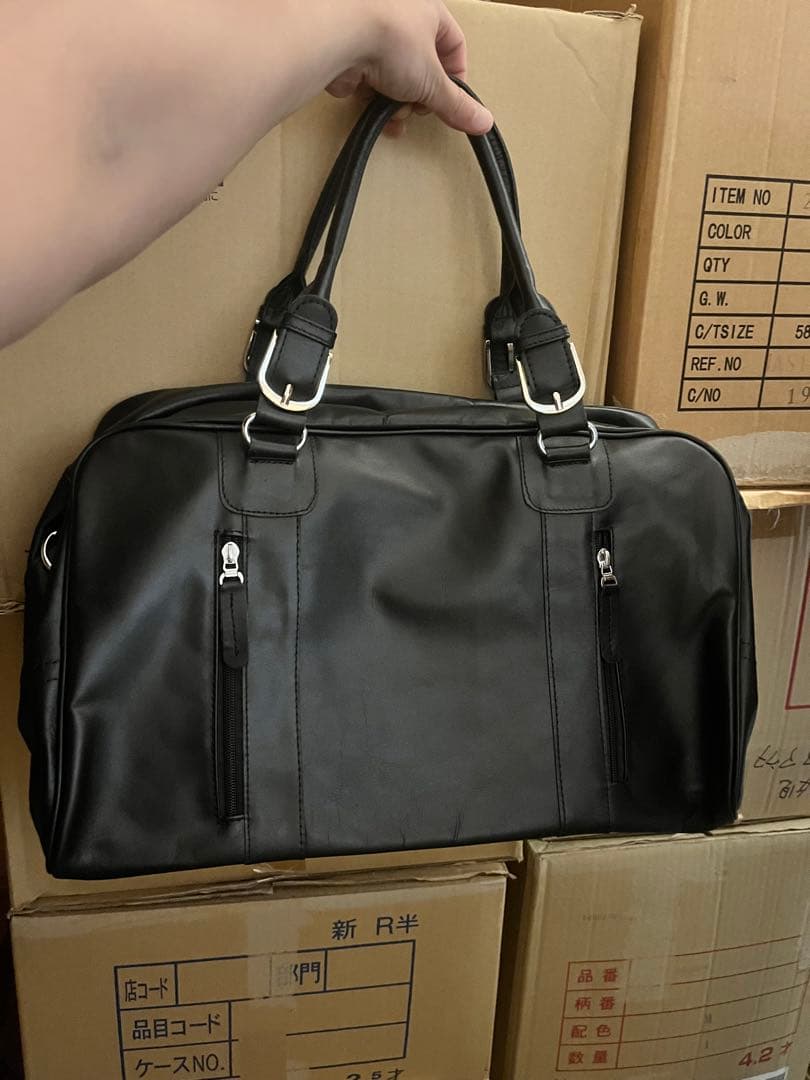 美品　本革　牛革　ボストンバッグ　薄手　トートバッグ　レディース　メンズ