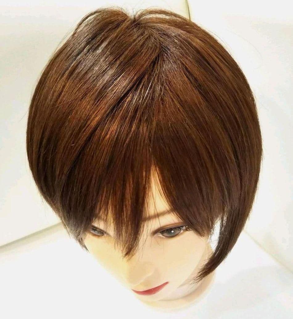 レミー人毛100%ウィッグ横流し前髪❣️宇多田ヒカル✨艶髪！前下がり美人ショート