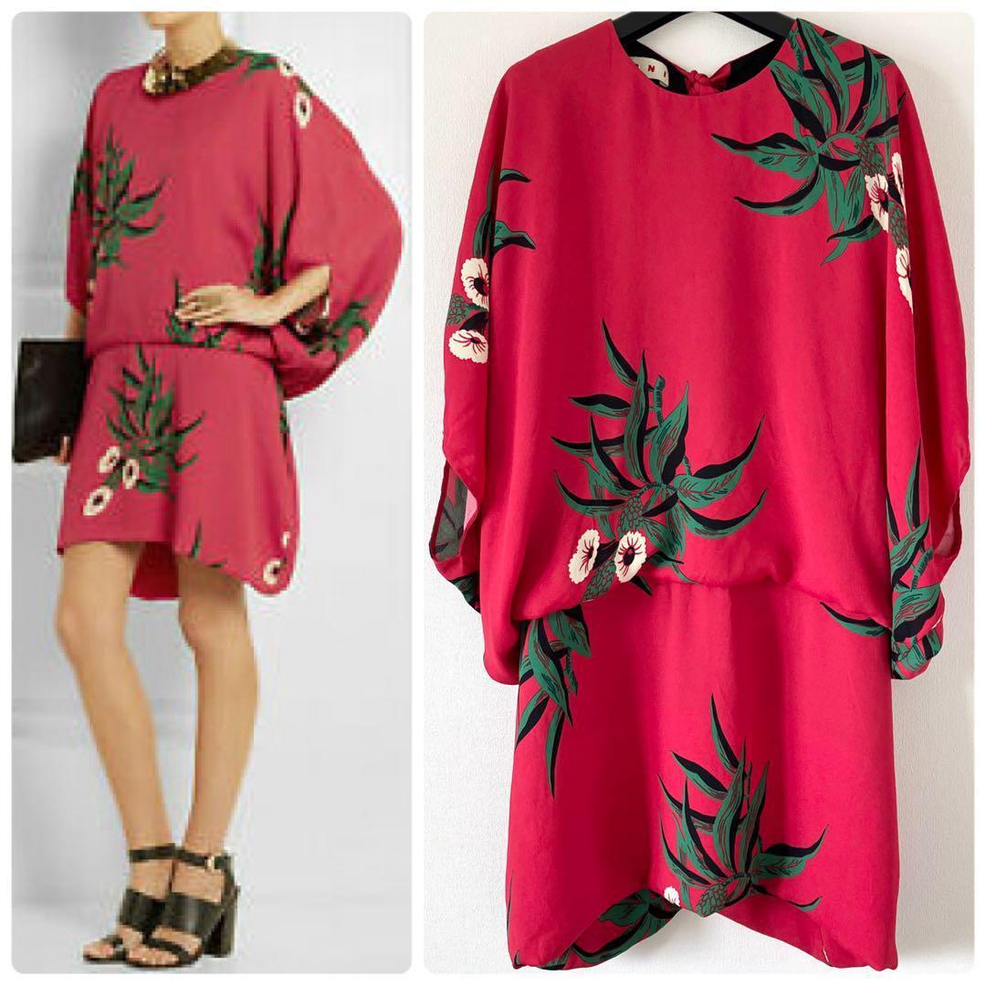 マルニ レーヨン シルク ドルマンスリーブワンピース 40 ピンク