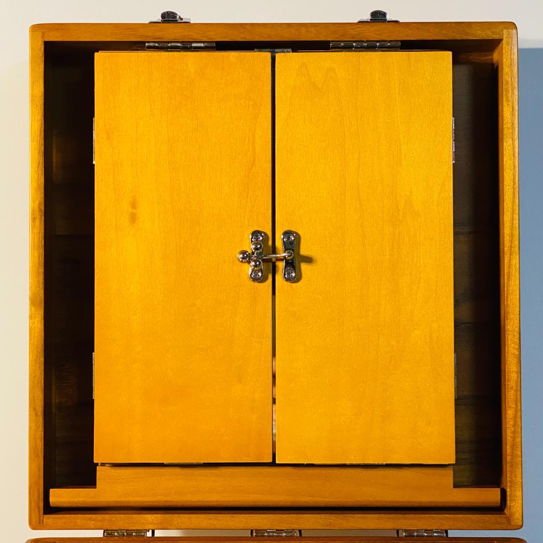 化粧箱 木目 三面鏡 木製 レトロ メイクボックス ドレッサー ② 送料込み