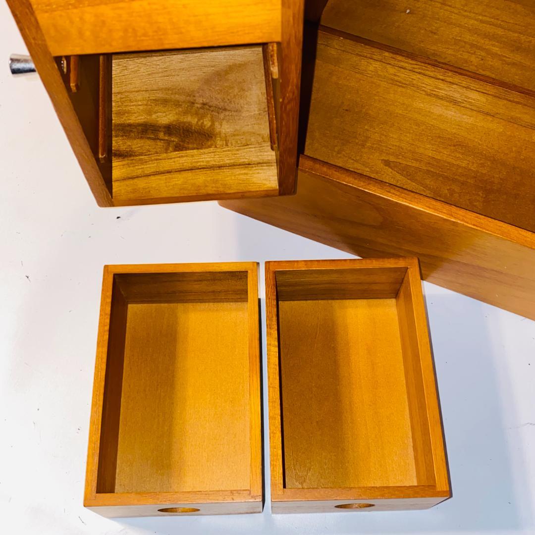 化粧箱 木目 三面鏡 木製 レトロ メイクボックス ドレッサー ② 送料込み