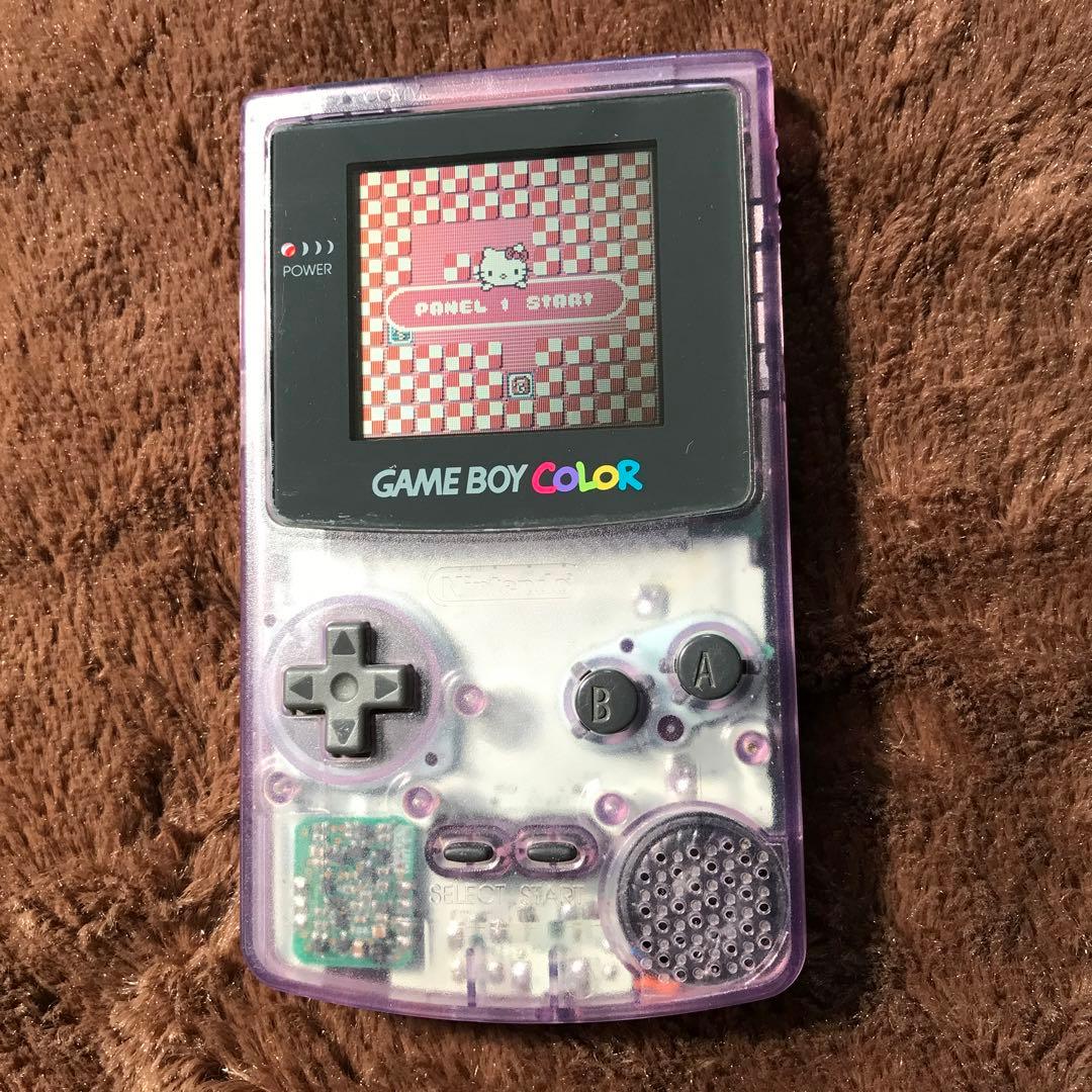 任天堂ゲームボーイカラー　クリアーパプル新品スクリーンレンズ、新品スピーカ