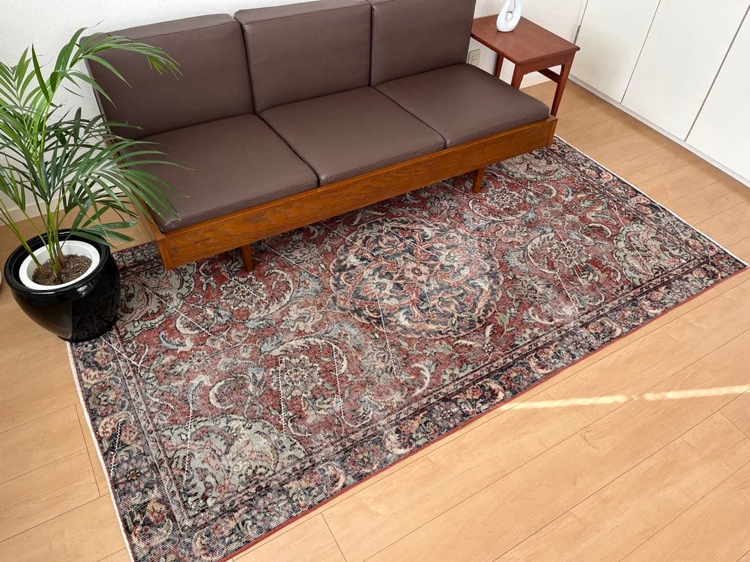 【Nica】トルコヴィンテージラグ　ブラウンレッド