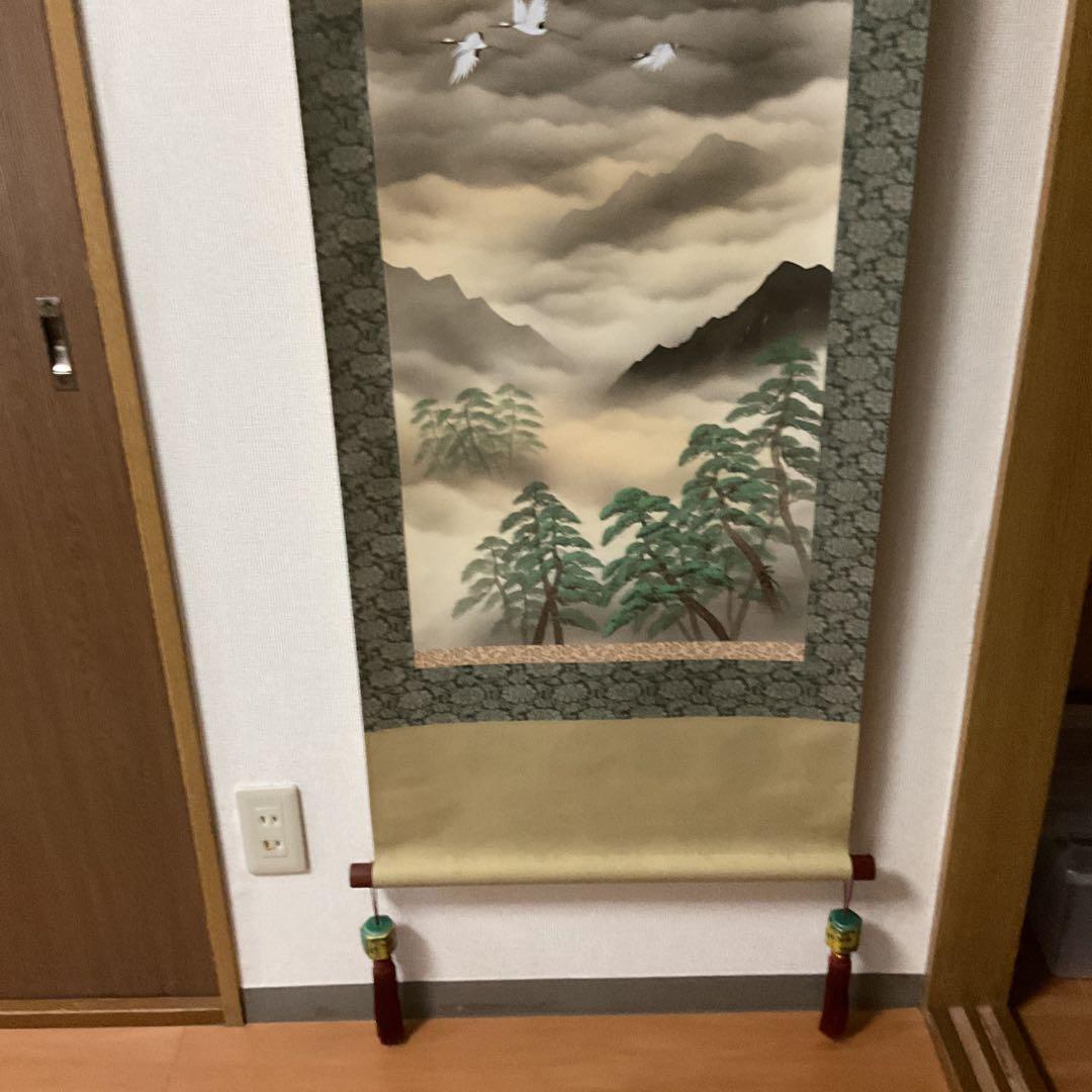 松原正峰作 題目【 紅 富士 】 絹本彩色画 共箱 タトウ箱付