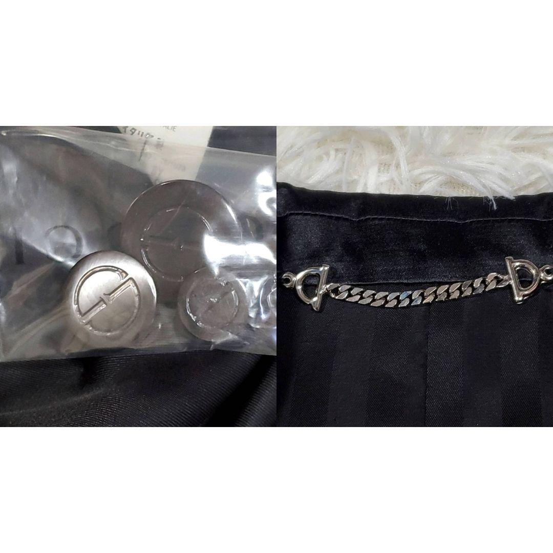 美品 L グッチ シルク ウール スカートスーツ 黒 イタリア製 40 肩パッド