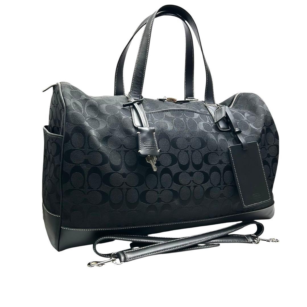 美品 COACH コーチ　ボストンバッグ　シグネチャー　2way 大容量　黒
