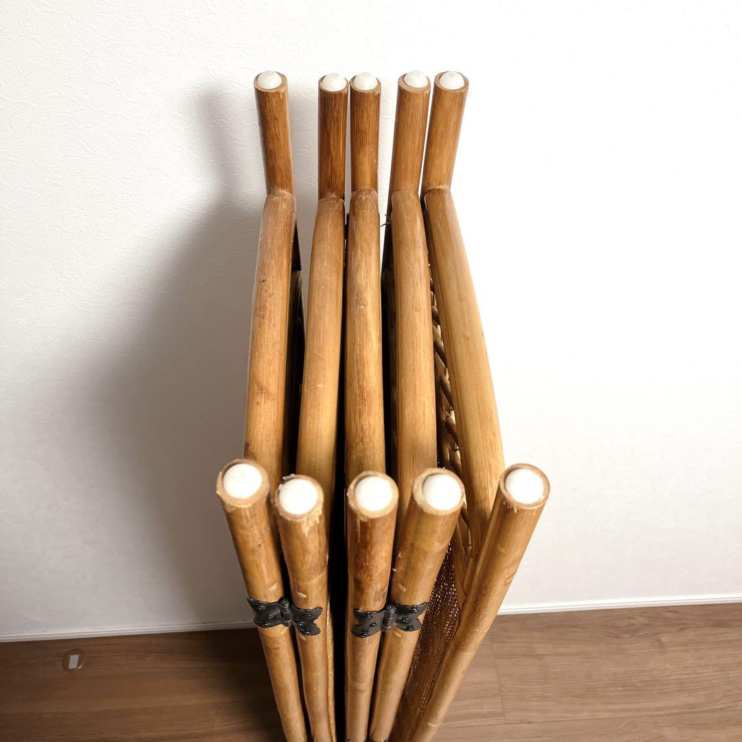 籐家具 ラタン 5連 パーテーション ブラインド 間仕切り 衝立 昭和レトロ