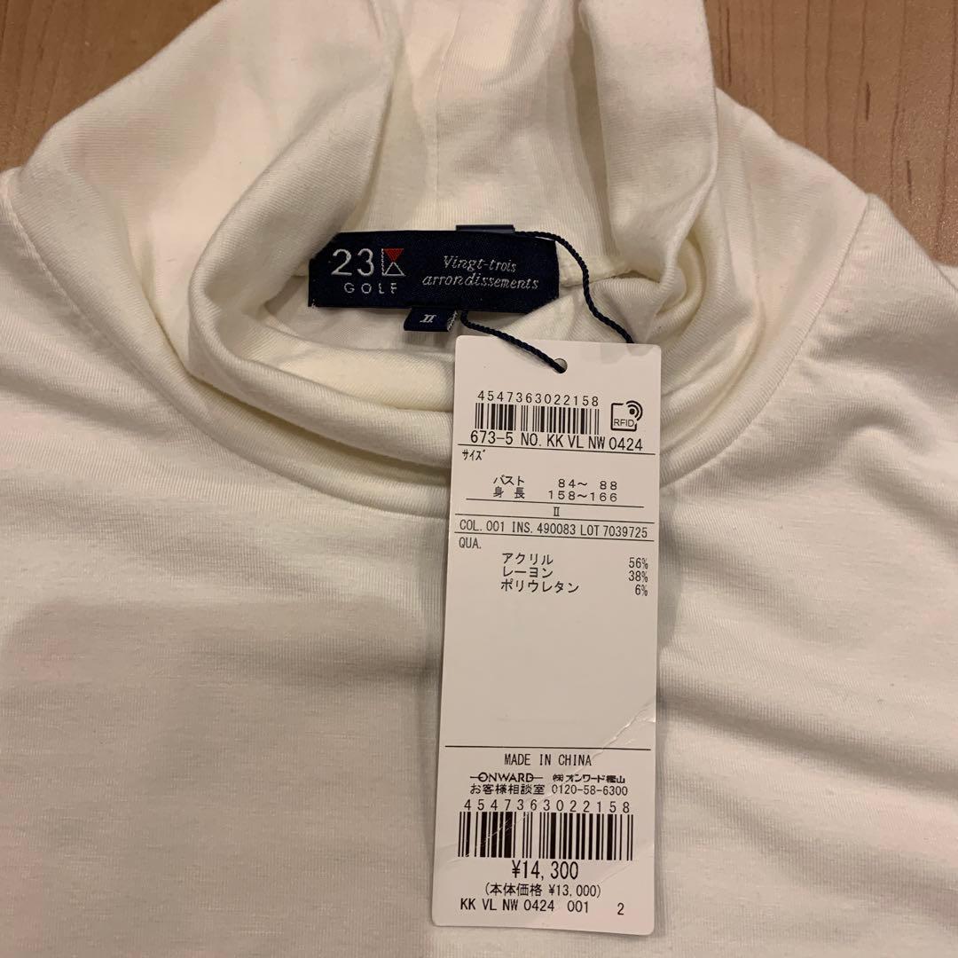 ゴルフウェア23KUGOLF レディース タートルⅡサイズホワイトニットセーター