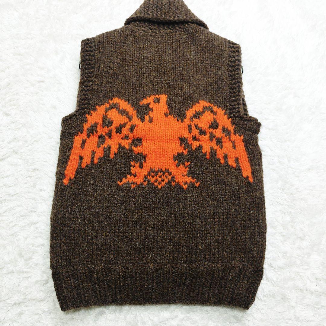 Kanata カナタ カウチンニット ベスト オルテガ柄 イーグル柄 ブラウン