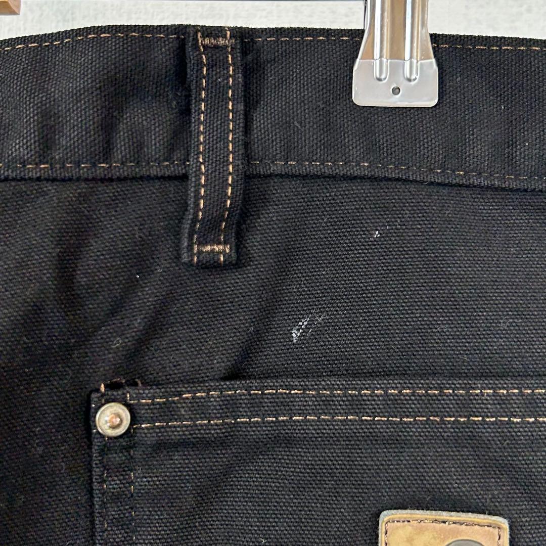 カーハートダブルニーブラックペインターパンツ後染リメイクダックw44アメリカ古着