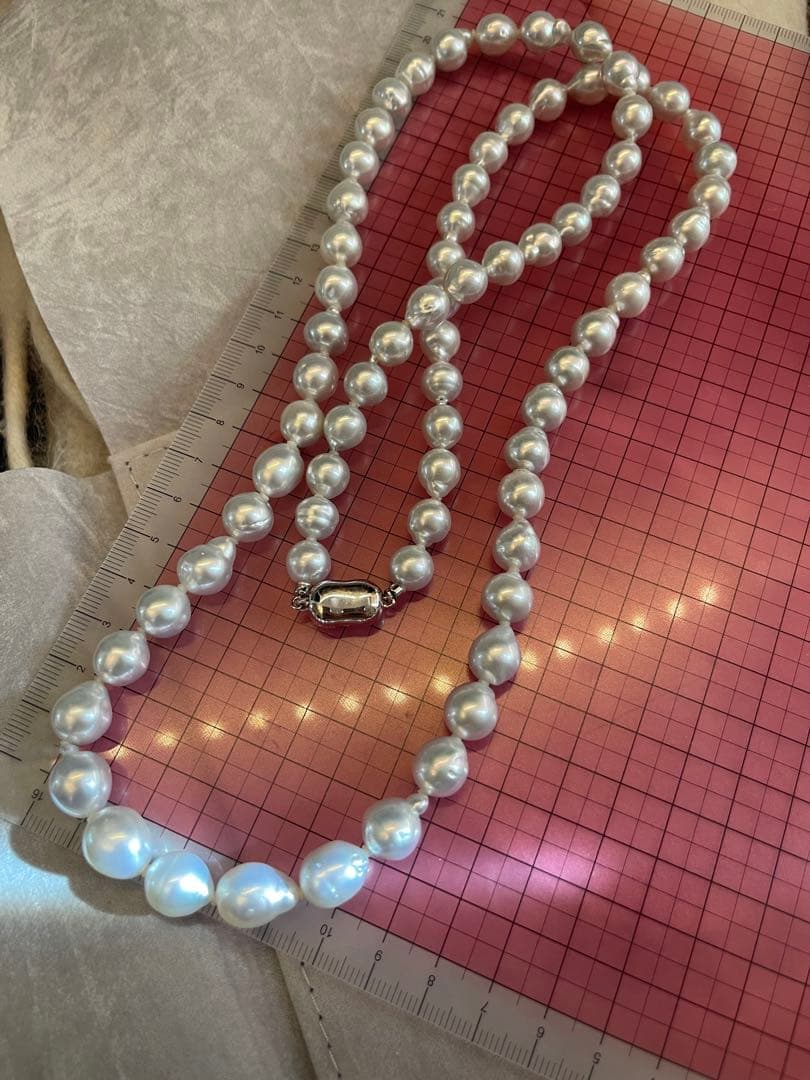 ディノス 白蝶バロックパールロングネックレス 約85cm