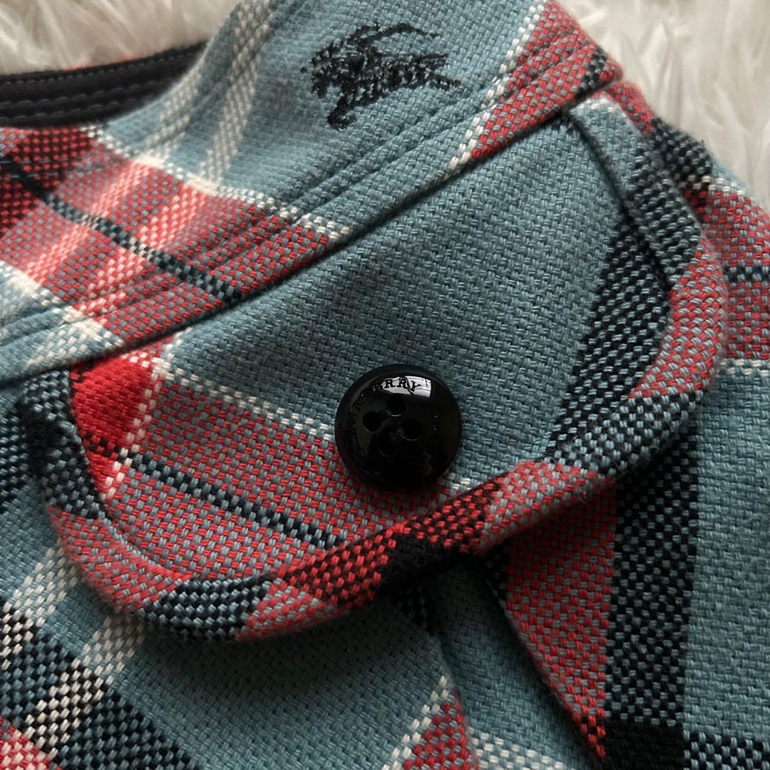 バーバリーブルーレーベル　水色　プリーツ　チェック　スカート ロゴ刺繍