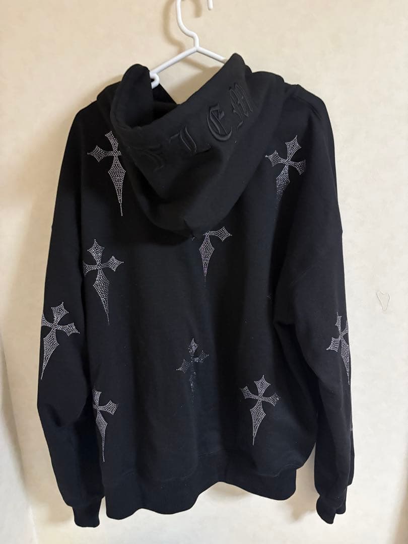 『REFLEM/レフレム』クロス総柄ラインストーンクロップドZIPパーカ 紫