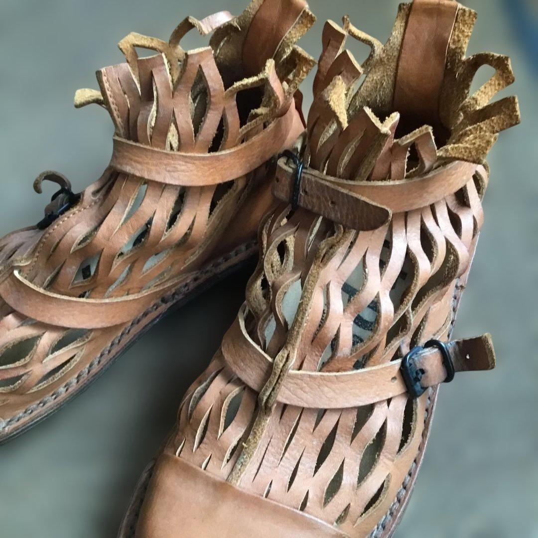 トリッペン　ブラウンレザーカットアウトサンダル☆37