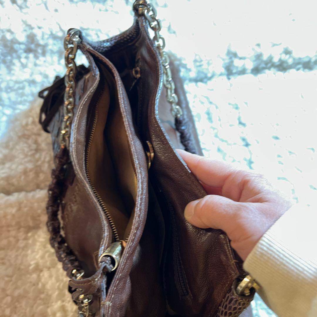 ジミーチュウ フリンジショルダーバック ブラウン