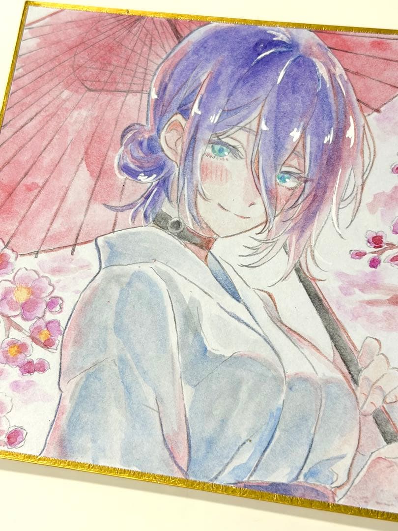 K*様 手描きイラスト チェンソーマン　レゼ　梅の花、和装