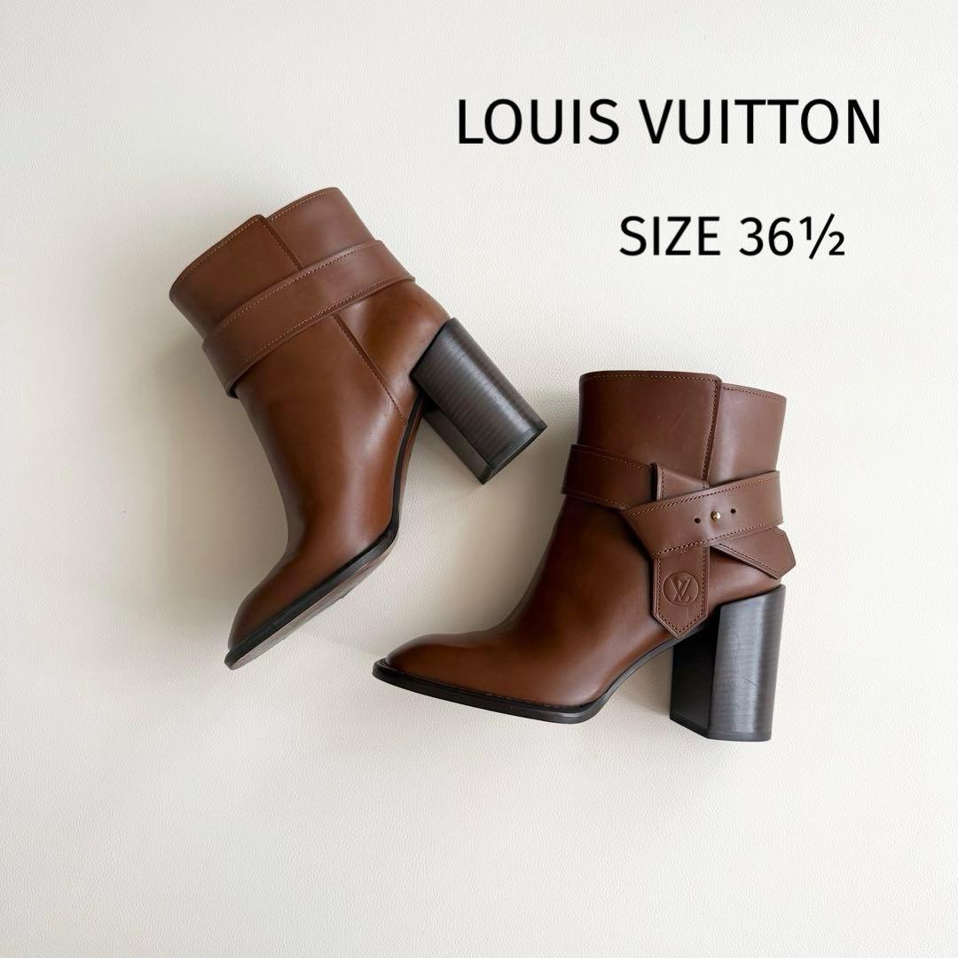 【ルイヴィトン】LVサークルアンクルブーツ ロゴ入り レザー ブーティ 36.5