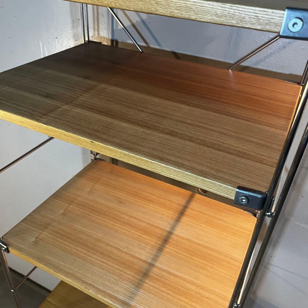 ゆりん★無印 ステンレスユニットシェルフ・タモ材棚セット・棚板６枚