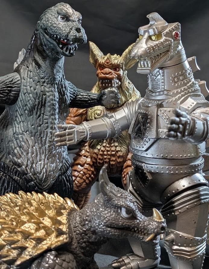 昭和ゴジラ・メカゴジラ・キングシーサー・アンギラス（バンダイ）ソフビ４体セット