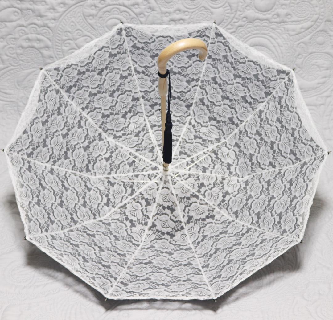 新品タグ付き【前原光栄商店】長傘 総刺繍 繊細レースかわず張り 高級日傘 紺