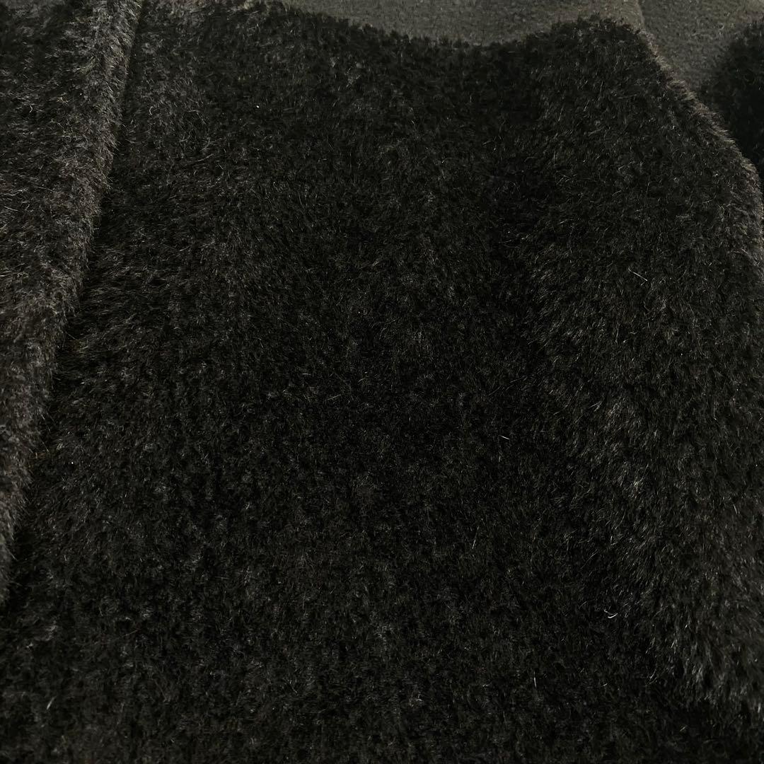 MaxMara アルパカ ウール ボア切り替え ファーコート ブラック 38