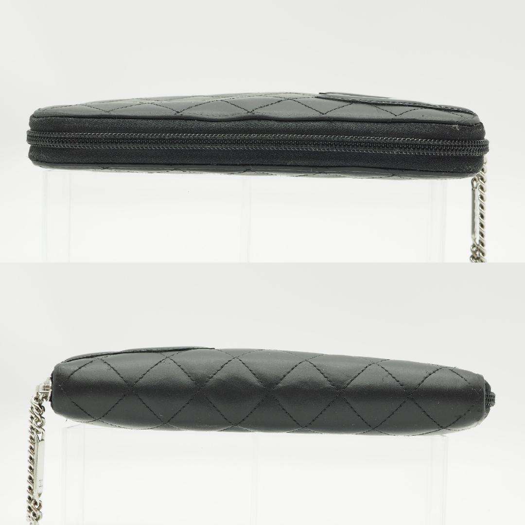 【美品】シャネル カンボンライン ラウンドファスナー 長財布 黒×ピンク
