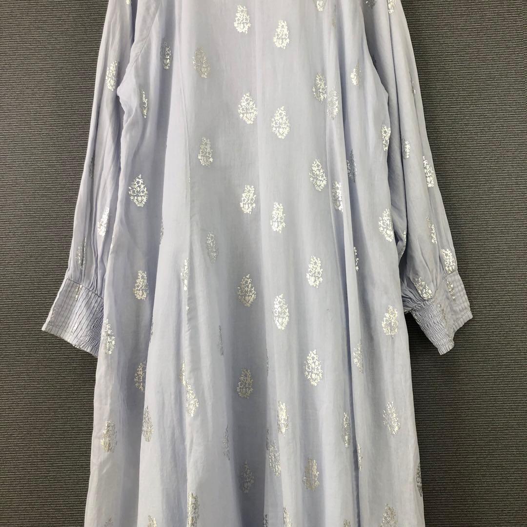 ne Quittez pas コットンボイルホイルフラワープリントスリーブドレス