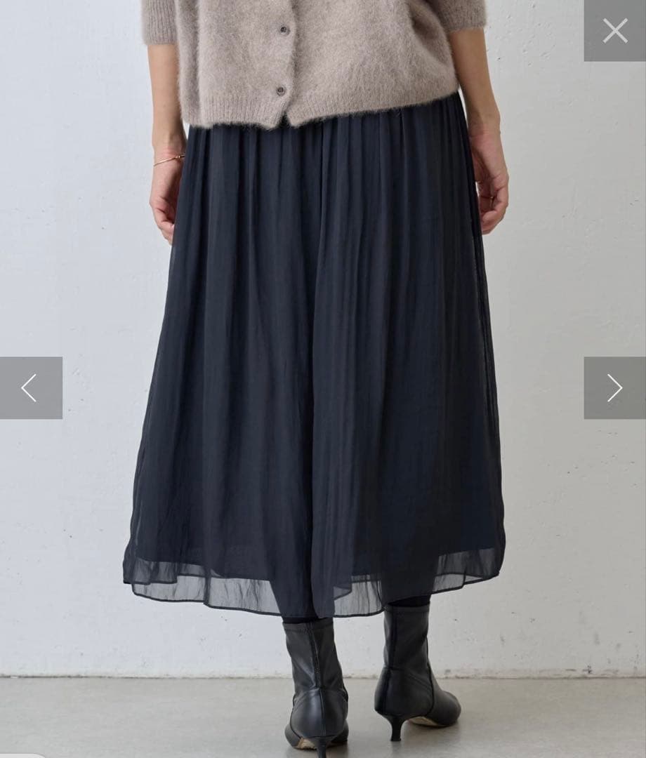 【新品】ビアズリー シワシフォンギャザーパンツ ブラック 黒