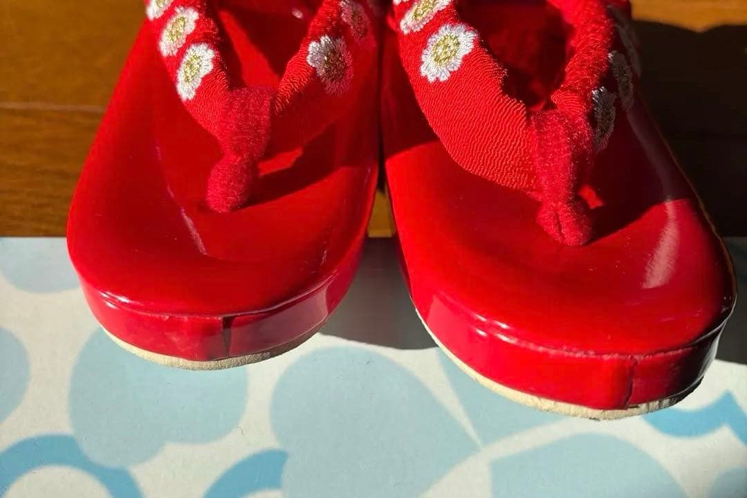 七五三 3歳被布セット　正絹　赤　古典柄