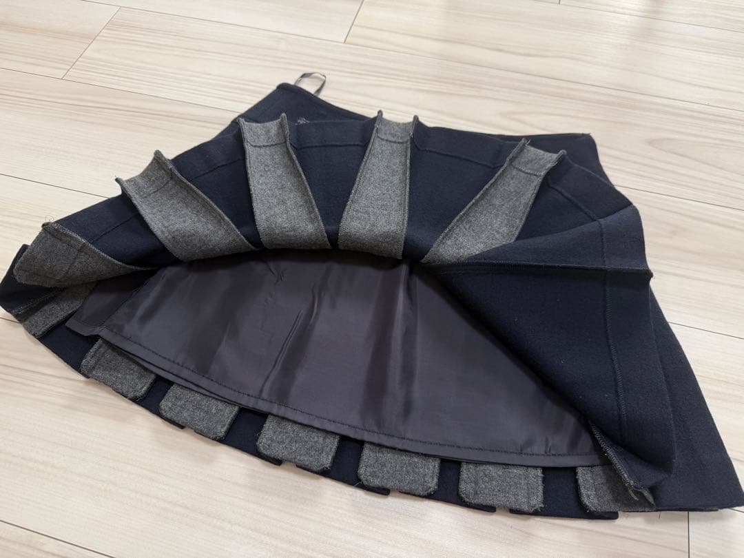バーバリーブルーレーベル プリーツスカート 36 ネイビー 三陽商会