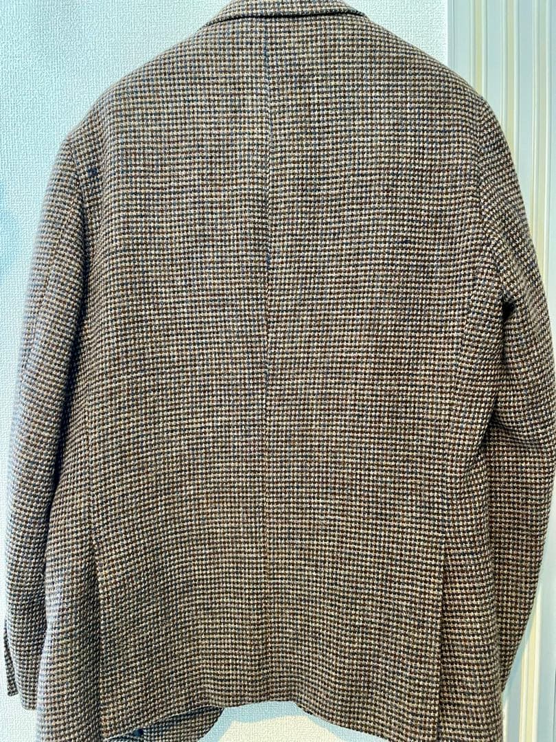 ハリスツイード　ジャケット　ブラウンチェックツイード　高級美品サイズAB5