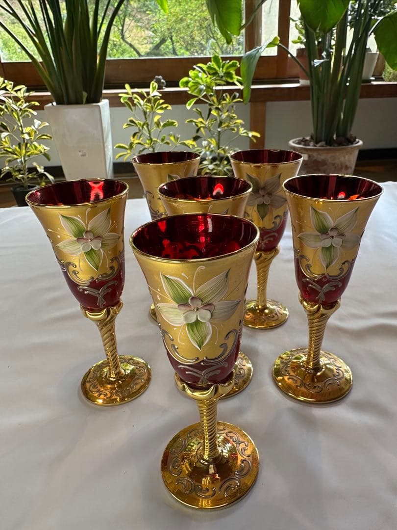 美しいベネチアンガラス製飲料セット