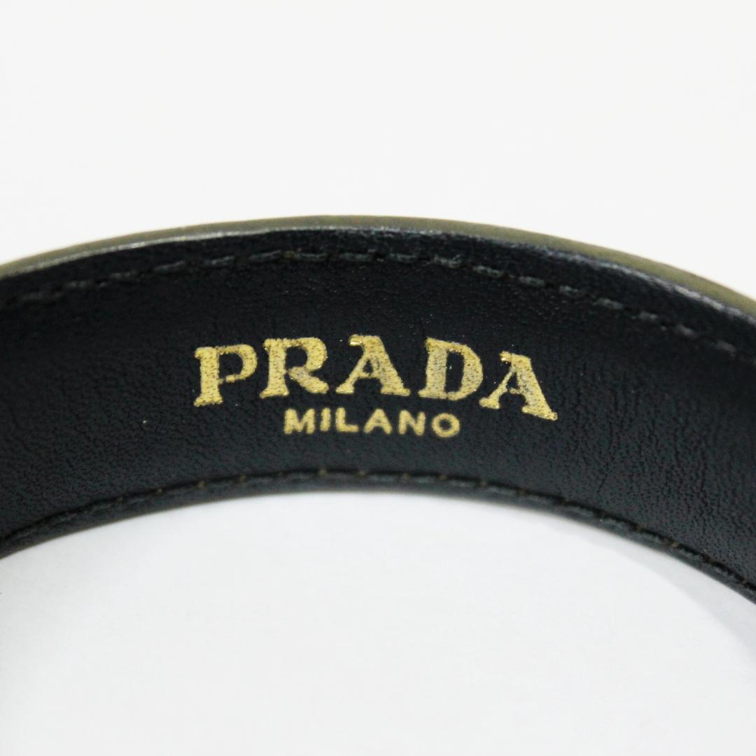激レア 美品 プラダ ブレスレット パイソン本革 バングル ブラウン PRADA