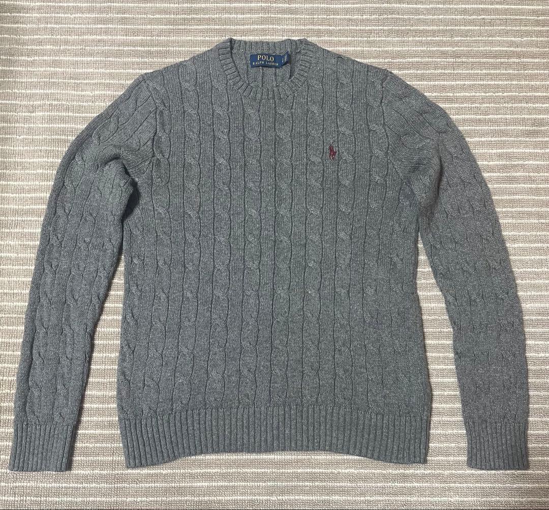 ポロラルフローレン　ケーブルニットセーター Sサイズ　グレー