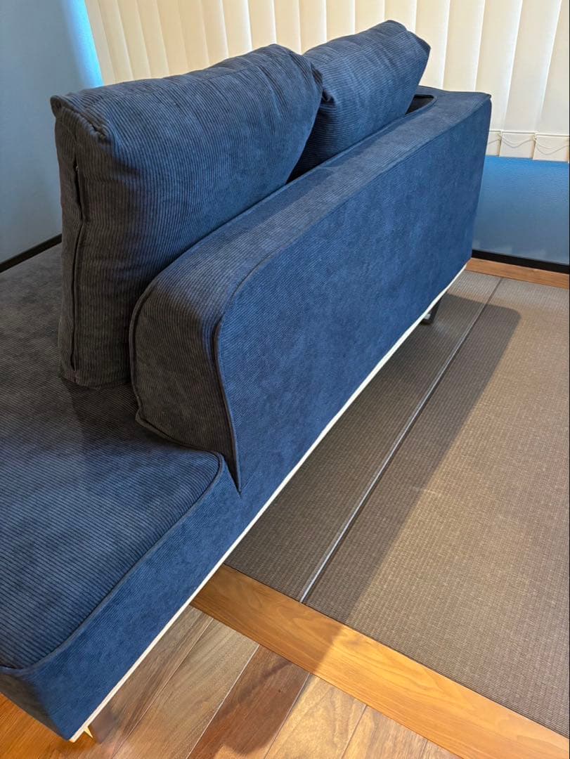 まさる　コーデュロイ カウチソファ 天然木 オットマン付　仙台市手渡し