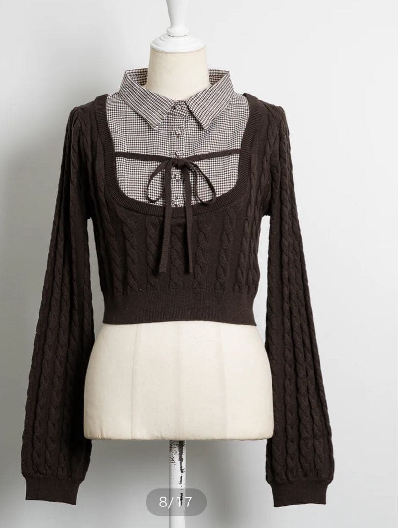 レイヤードケーブル長袖ニット pium