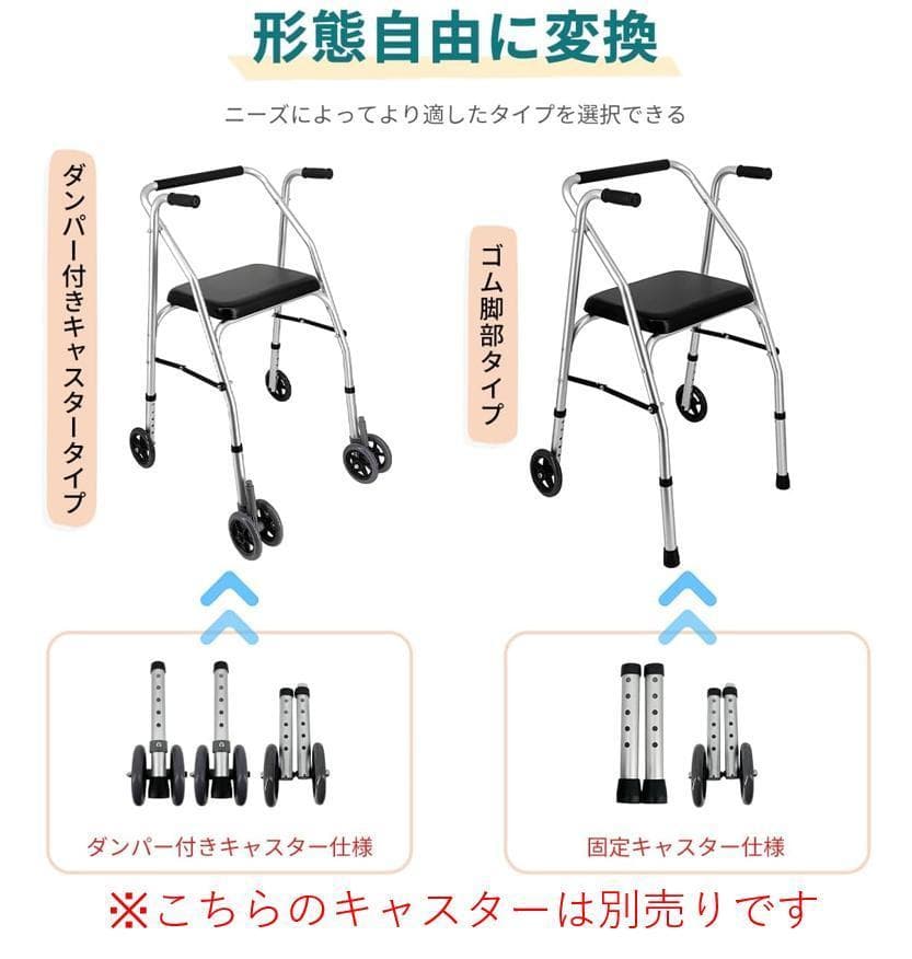 【ほぼ未使用】簡易 折りたたみ歩行器 歩行補助器 キャスター付き 折り畳式
