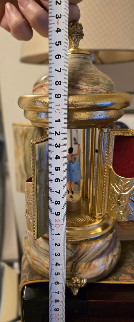金箔・大理石　REUGE製オルゴール　バレエダンスフィギュア付き大理石装飾品