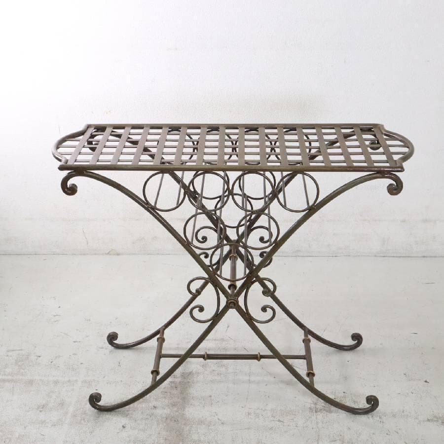 アンティーク調 アイアン サイドテーブル ワインラック ボトルホルダー