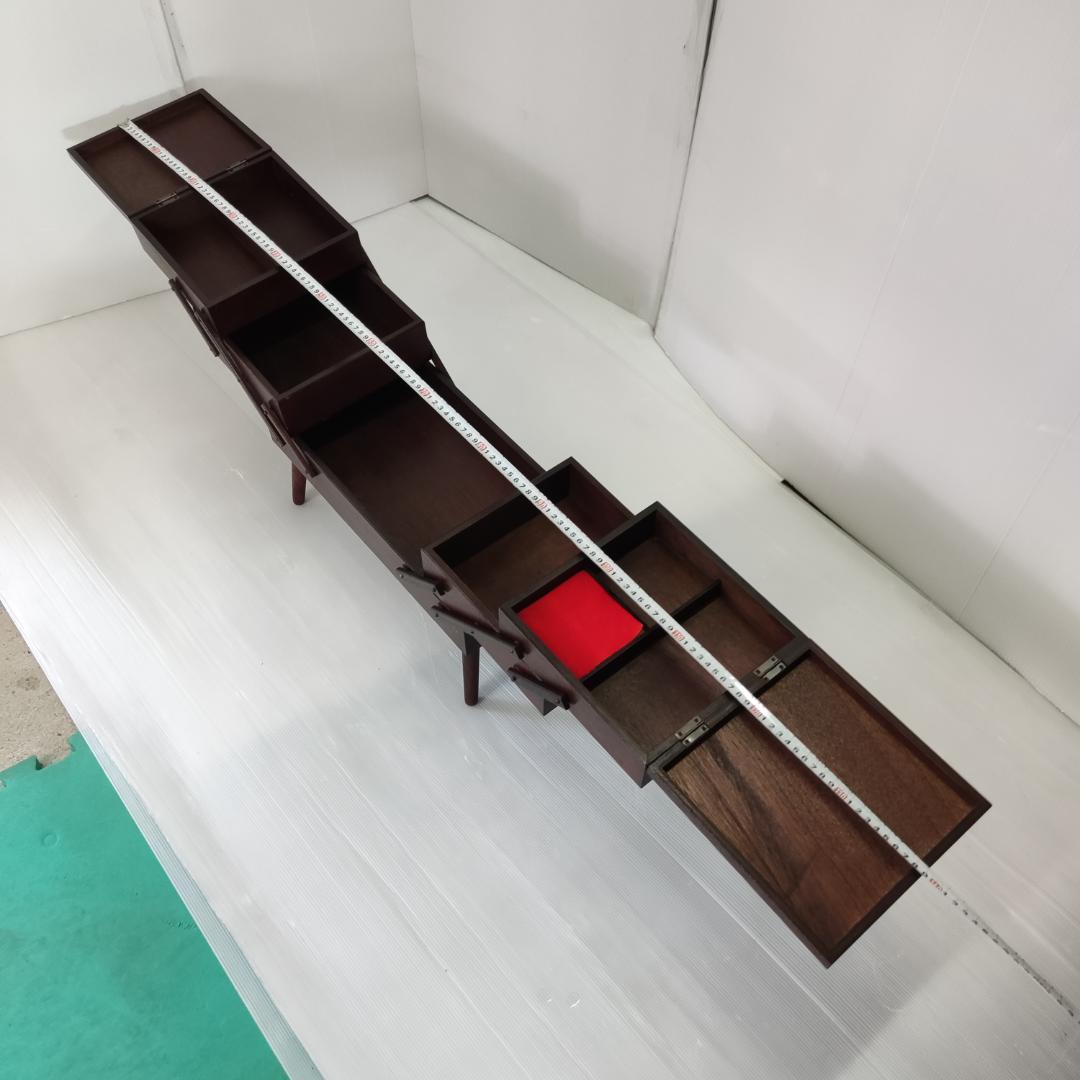 裁縫箱 ソーイングボックス 木製 脚付き 折り畳み 手芸 レトロ ビンテージ