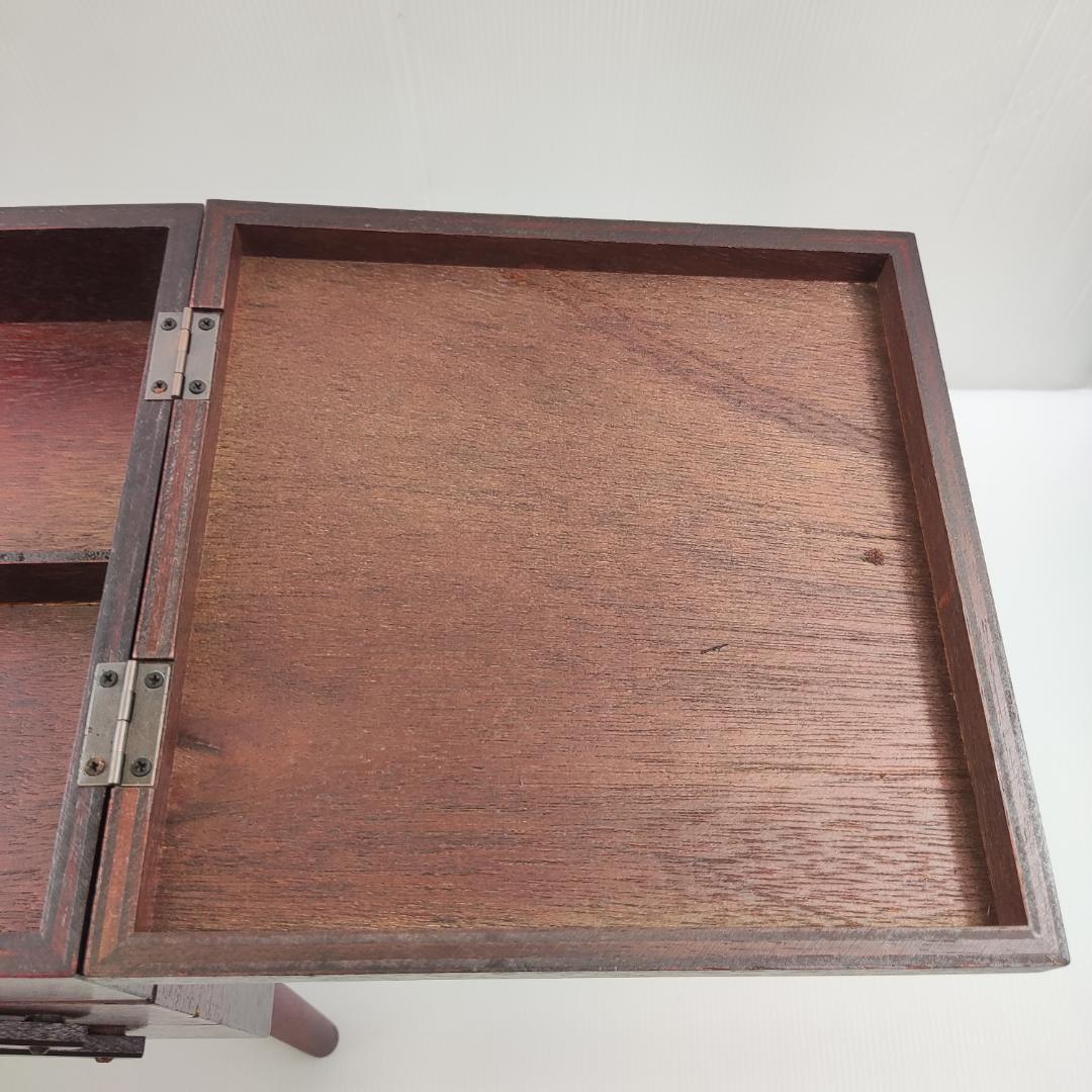 裁縫箱 ソーイングボックス 木製 脚付き 折り畳み 手芸 レトロ ビンテージ