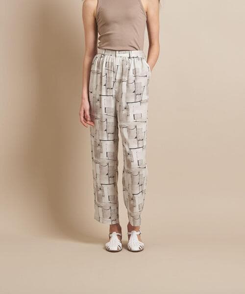 美品 スティーブンアラン 2,2万円 総柄パンツ グレー系 テーパードパンツ E