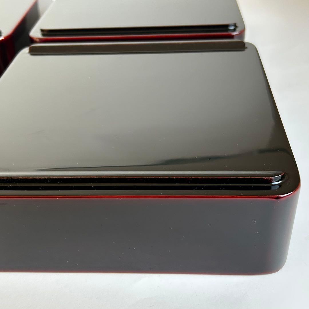 【美品】漆器 木製 漆塗り 重箱 三段重箱 三段重 お重 溜め モダン 会津塗り