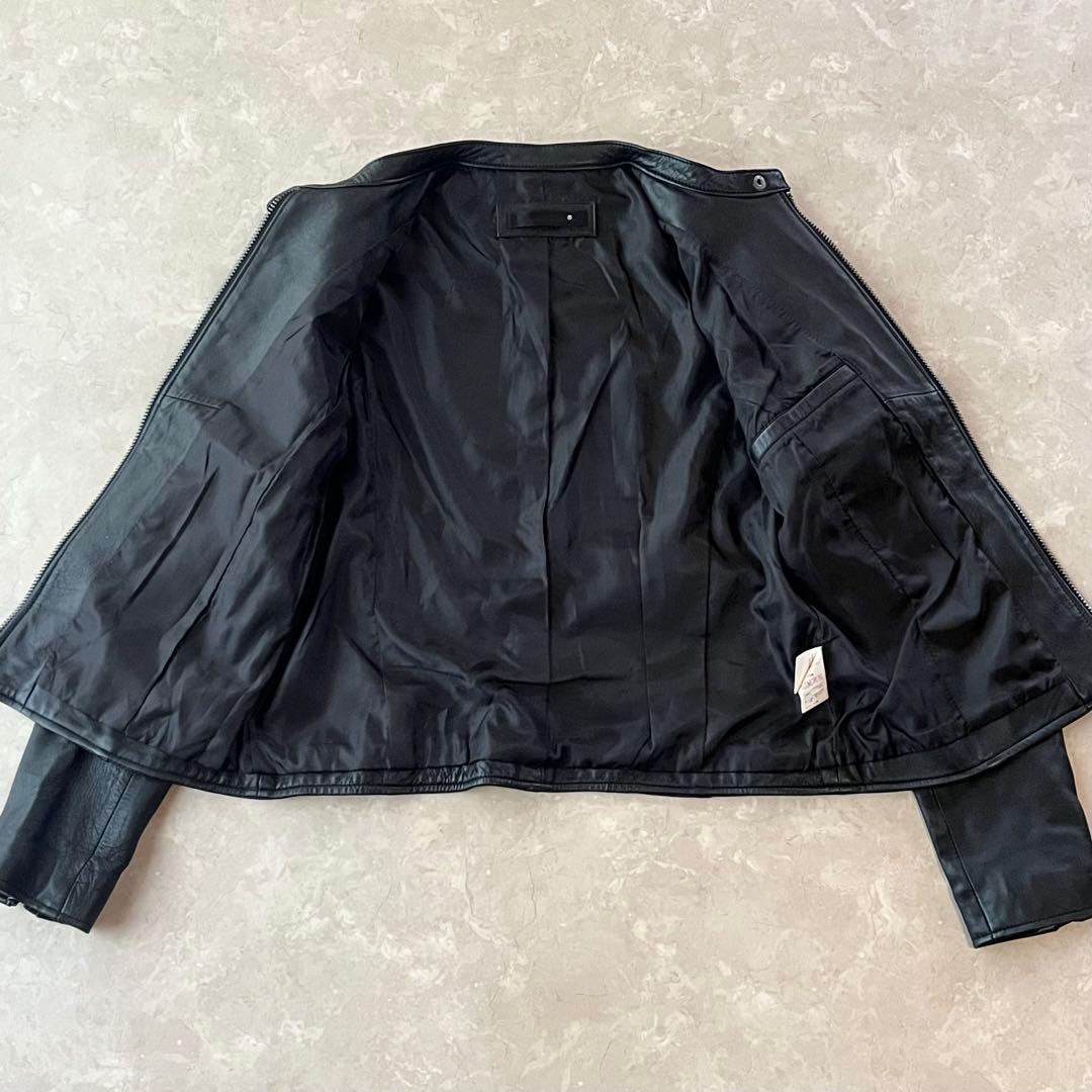 美品☆リューグーレザーズ シングルライダースジャケット 羊革 M〜L ブラック