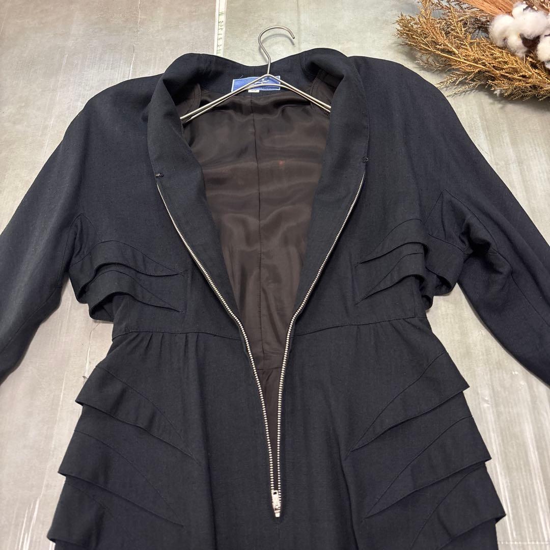 希少／Thierry Mugler／リネン混合／裏地キュプラ／日本製／黒／M