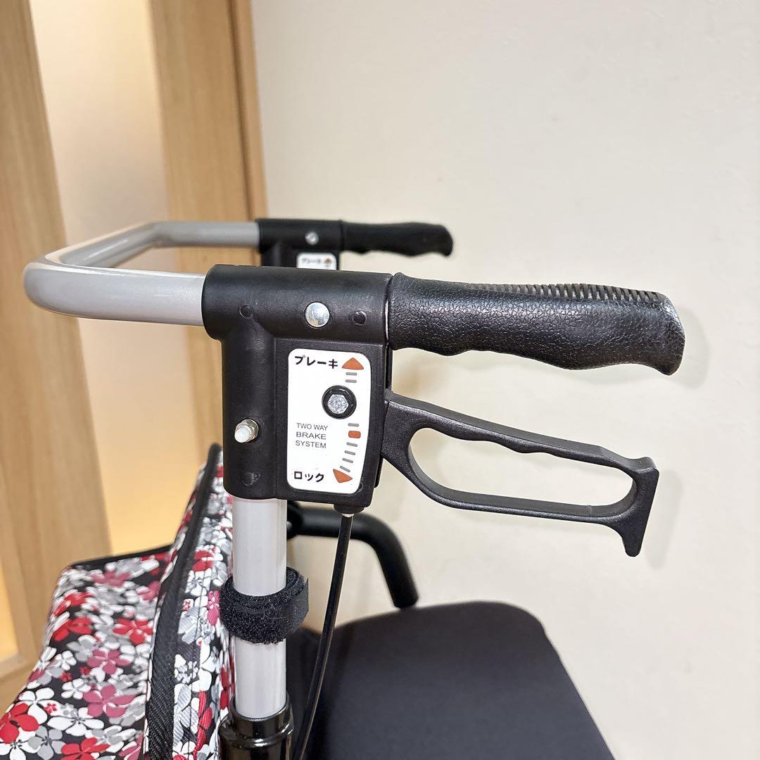 極美品 島製作所 シンフォニーSP 花柄 歩行器 シルバーカー 手押し車