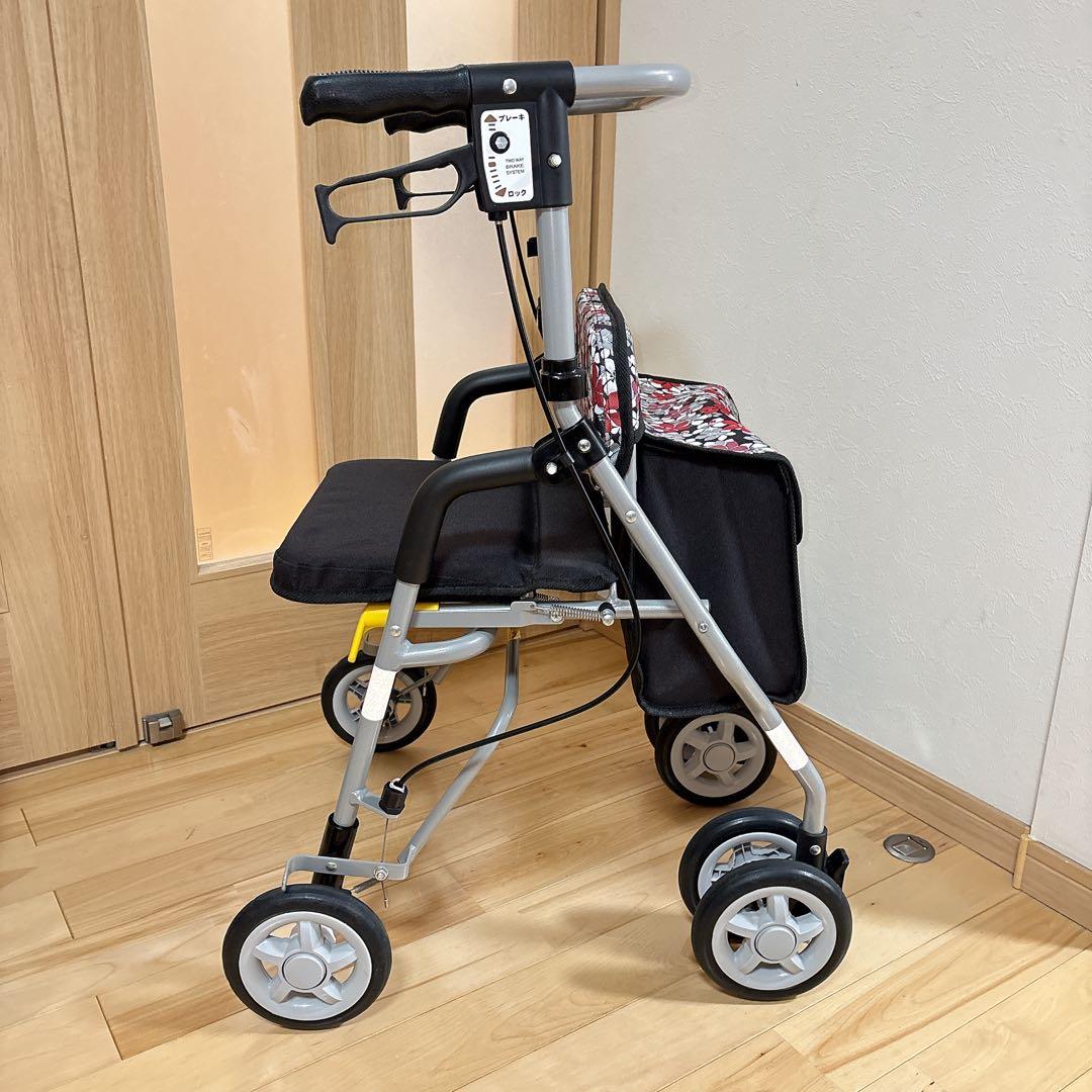極美品 島製作所 シンフォニーSP 花柄 歩行器 シルバーカー 手押し車